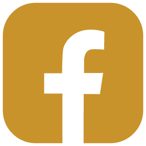 gold facebook logo featuring a solid gold rounded square and a white "f" cutout