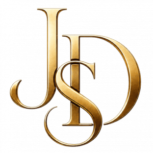 monogram logo featuring the letters J, D, S in a stacked layout in a gold gradient color