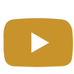 Gold youtube logo featuring a rounded rectangle shape and white triangle