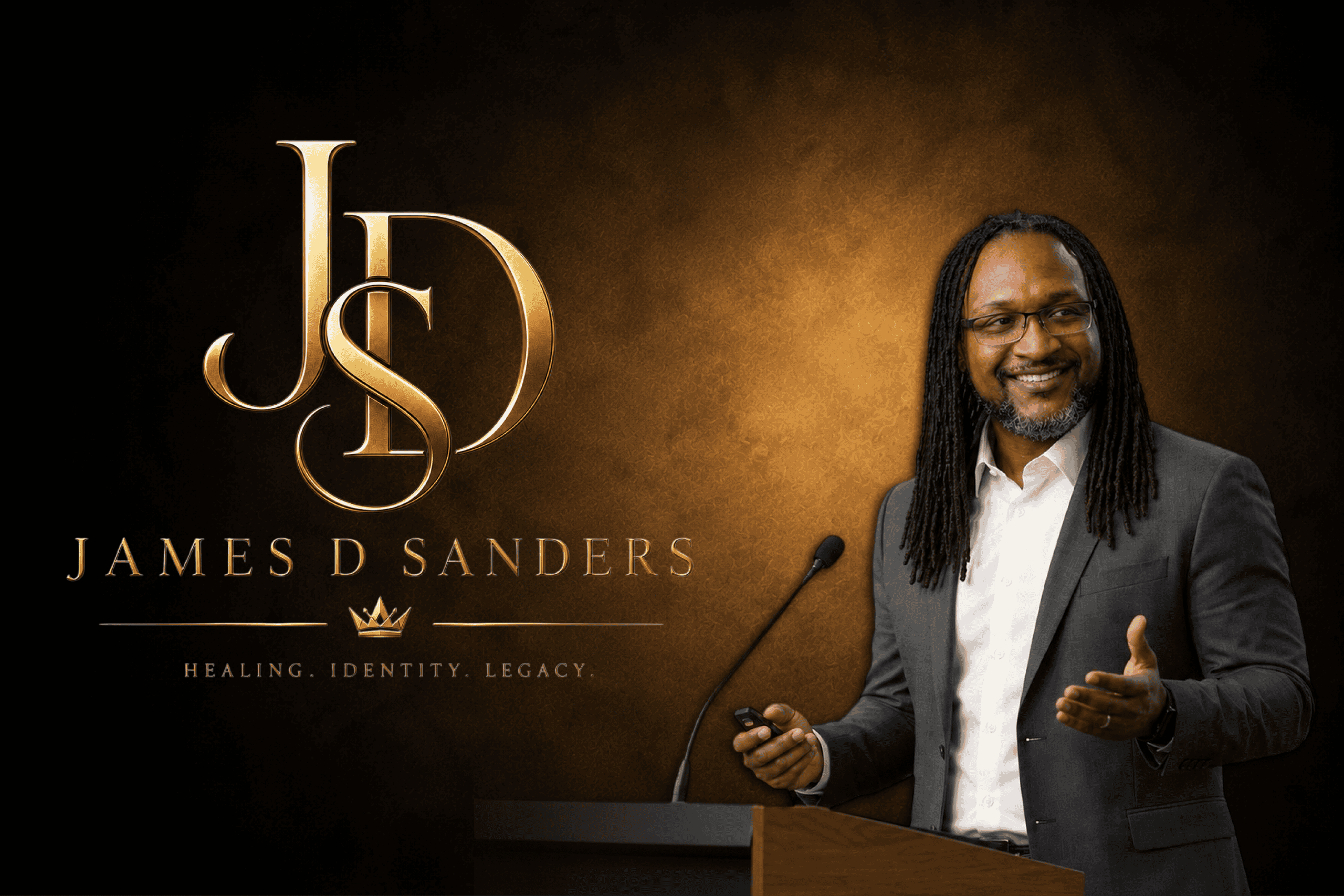 James D Sanders portrait emphasizing healing, identity, and legacy.
